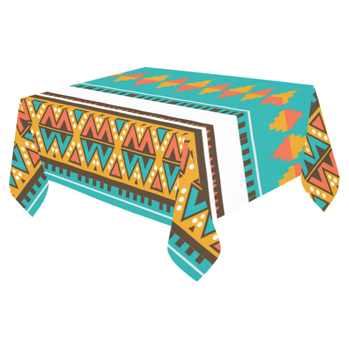 Tribal design in retro colors Cotton Linen Tablecloth 52"x 70"