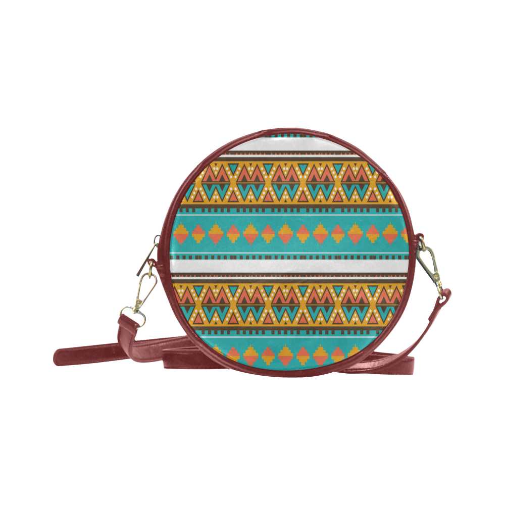 Tribal design in retro colors Round Sling Bag (Model 1647)