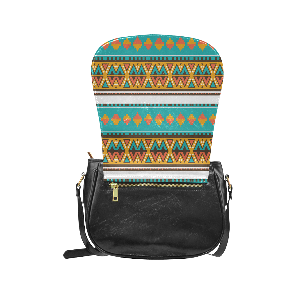 Tribal design in retro colors Classic Saddle Bag/Large (Model 1648)