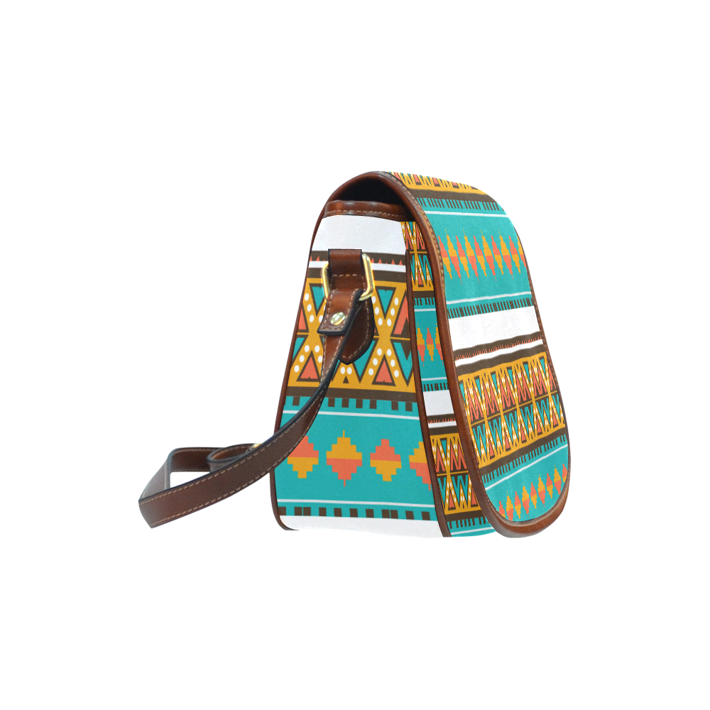 Tribal design in retro colors Saddle Bag/Large (Model 1649)