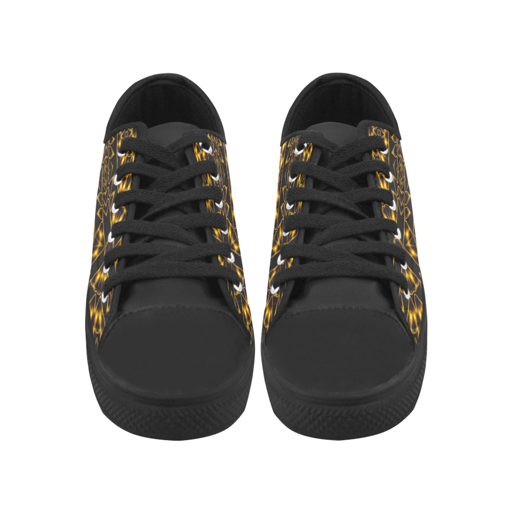 Golden Metallics Lights Kaleidoscope Mandala 3 Aquila Microfiber Leather Women's Shoes/Large Size (Model 031)