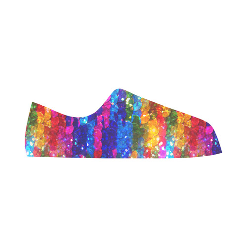 Rainbow Glitter Sequins Aquila Microfiber Leather Women's Shoes/Large Size (Model 031)