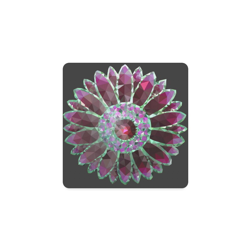 Red Mosaic Flower Square Coaster