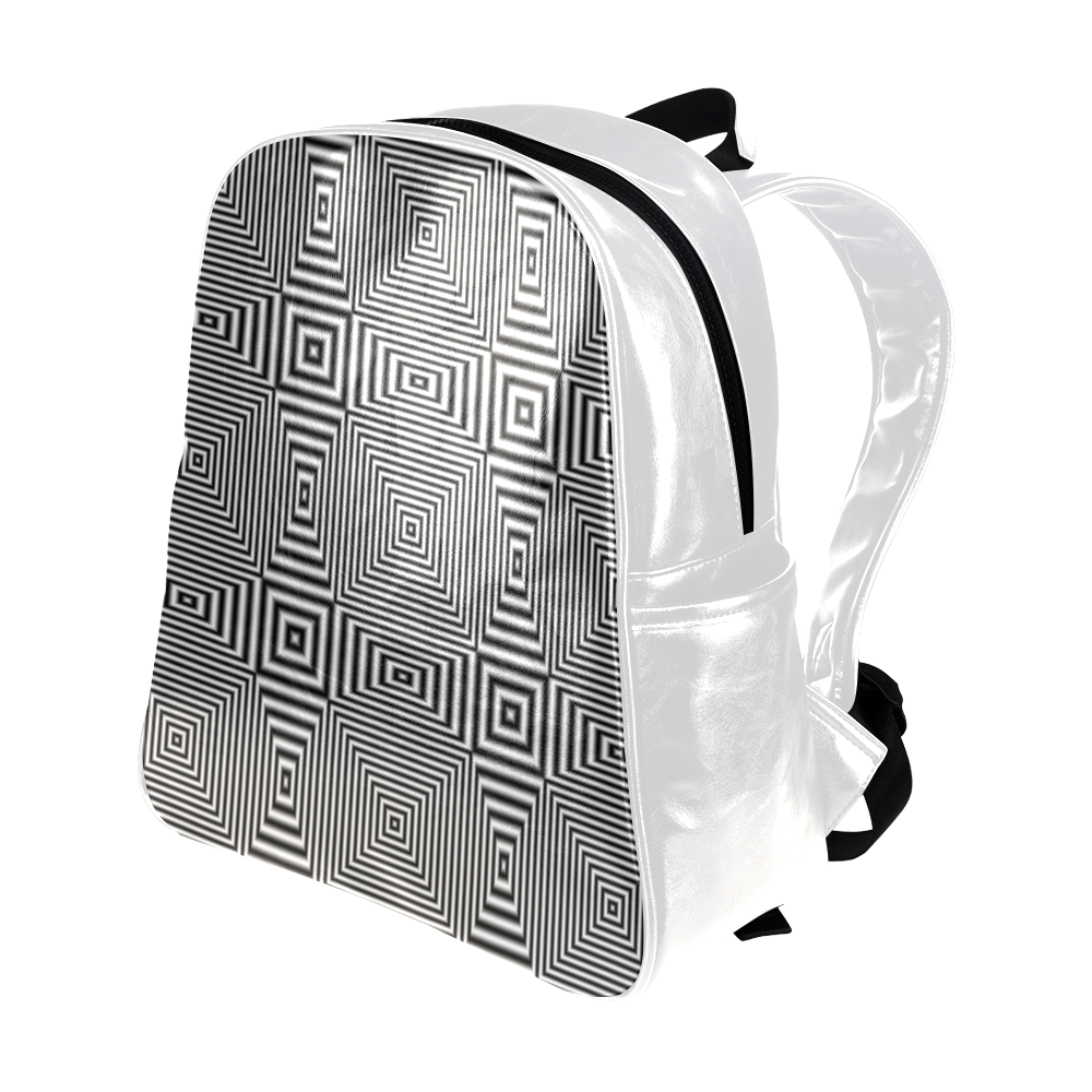 Flickering geometric optical illusion White Version Multi-Pockets Backpack (Model 1636)
