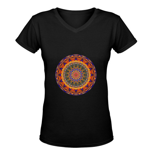 Love Power Mandala Women's Deep V-neck T-shirt (Model T19)