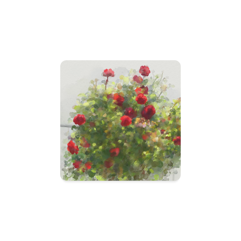 Red Roses , floral watercolor Square Coaster