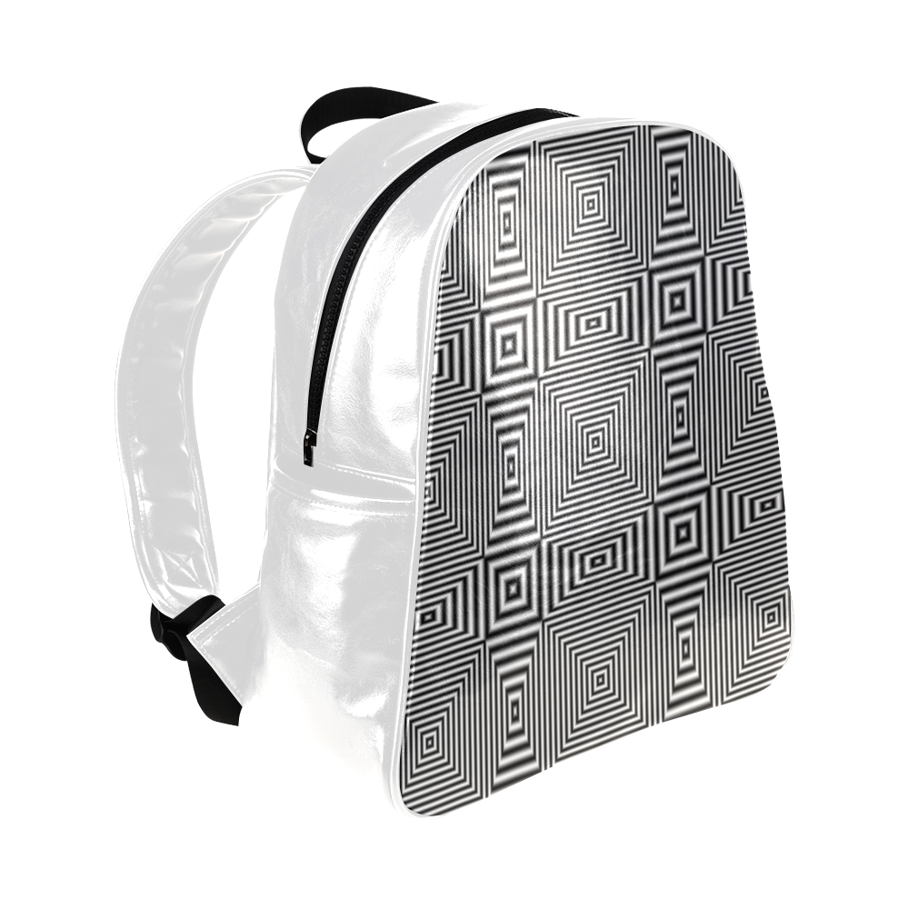 Flickering geometric optical illusion White Version Multi-Pockets Backpack (Model 1636)
