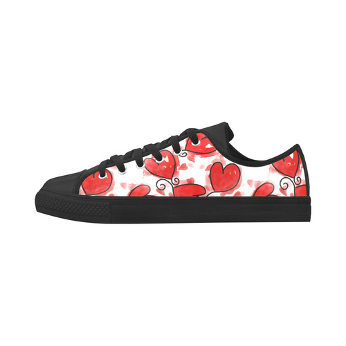 Love Hearts Watercolor Aquila Microfiber Leather Women's Shoes/Large Size (Model 031)