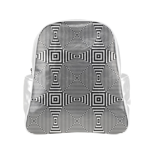 Flickering geometric optical illusion White Version Multi-Pockets Backpack (Model 1636)