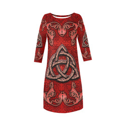 The celtic sign in red colors Round Collar Dress (D22)