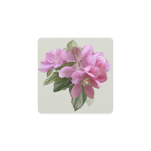 Pink Blossom Branch, , floral watercolor Square Coaster