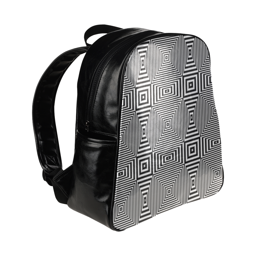 Flickering geometric optical illusion Black Version Multi-Pockets Backpack (Model 1636)