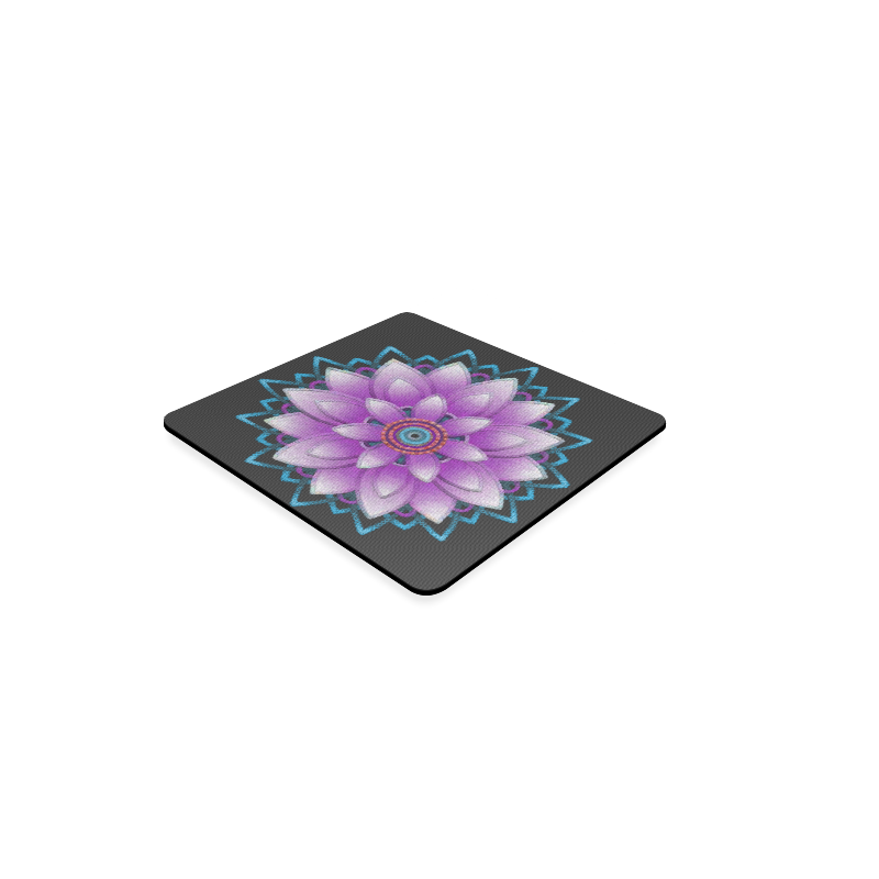 Pink - Purple Ornament Flower, Faux Stitch Square Coaster