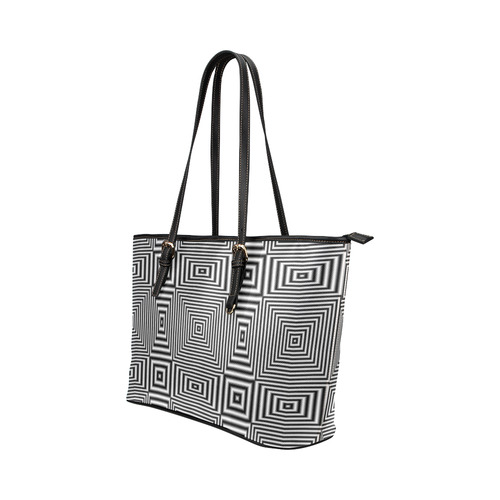 Flickering geometric optical illusion Leather Tote Bag/Small (Model 1651)