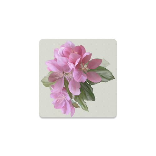 Pink Blossom Branch, , floral watercolor Square Coaster