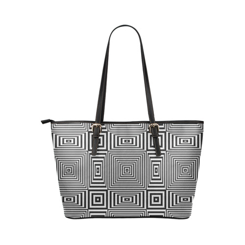 Flickering geometric optical illusion Leather Tote Bag/Small (Model 1651)