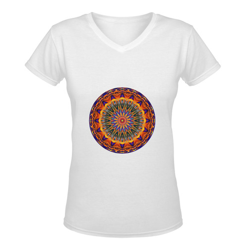 Love Power Mandala Women's Deep V-neck T-shirt (Model T19)