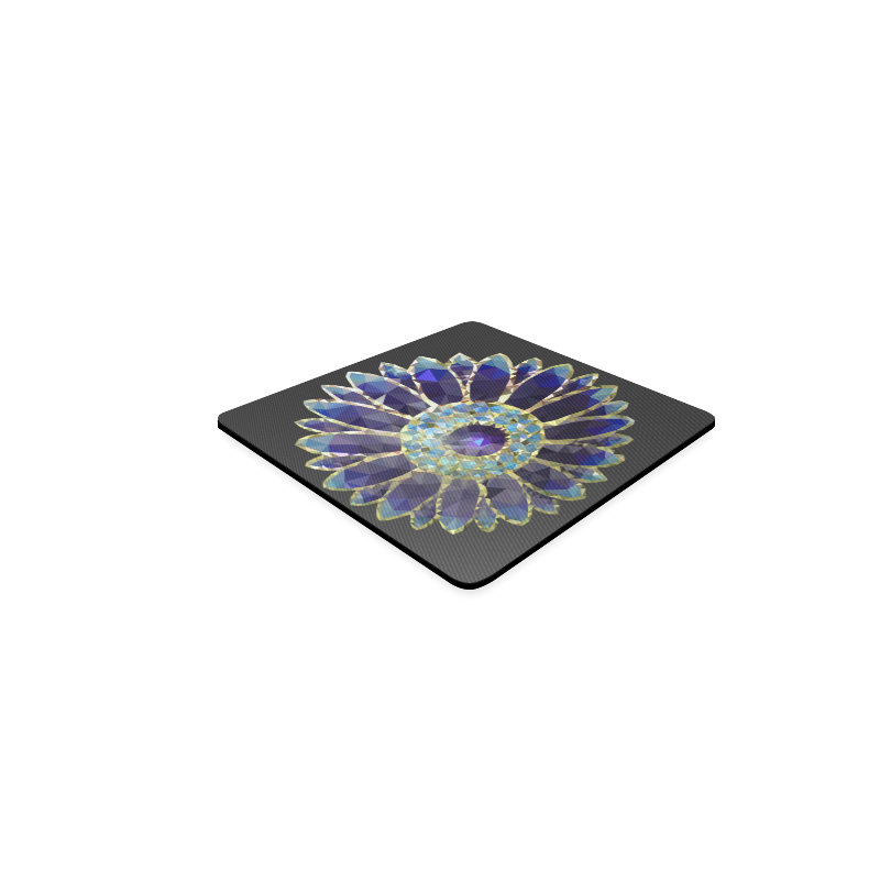 Blue Mosaic Flower Square Coaster