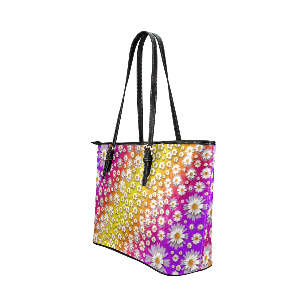 falling stars from heaven Leather Tote Bag/Large (Model 1651)