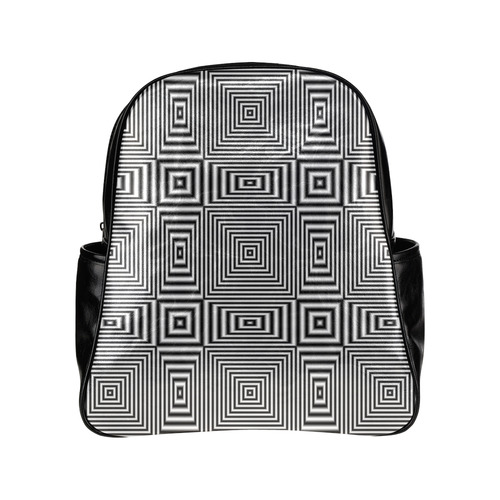 Flickering geometric optical illusion Black Version Multi-Pockets Backpack (Model 1636)