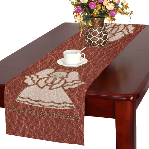 Leather-Look Christmas Angel Table Runner 16x72 inch