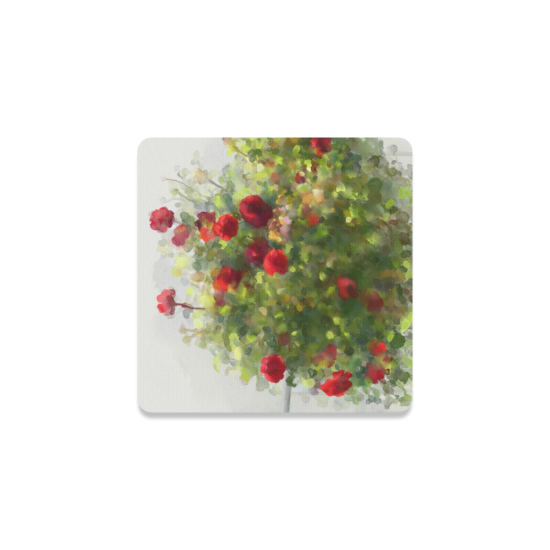 Red Roses , floral watercolor Square Coaster