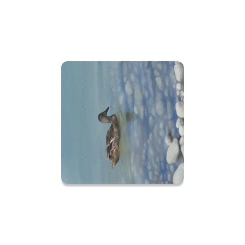 Swimming Duck, watercolor bird Square Coaster
