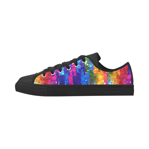 Rainbow Glitter Sequins Aquila Microfiber Leather Women's Shoes/Large Size (Model 031)