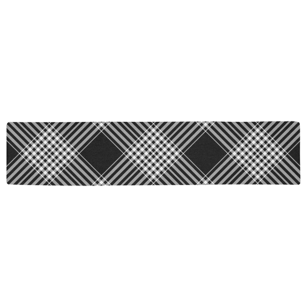 Black And White Plaid Table Runner 16x72 inch
