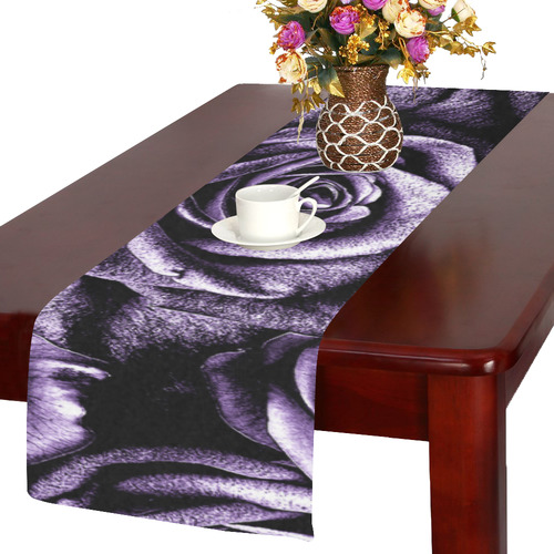 Vintage Purple Roses Table Runner 14x72 inch