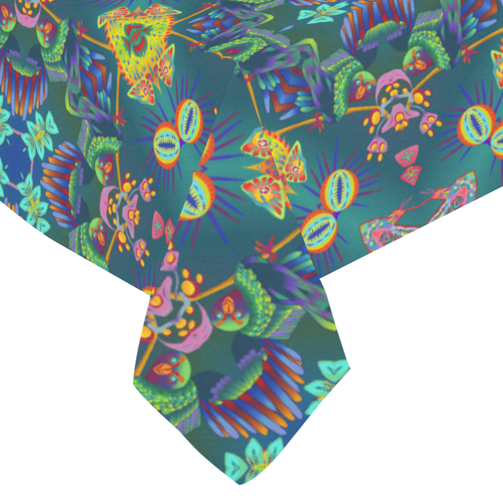 Neon Chameleon by Sarah NZ Cotton Linen Tablecloth 60"x 84"