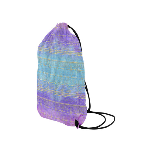 boho pattern, golden tribals and arrow, tie dye Small Drawstring Bag Model 1604 (Twin Sides) 11"(W) * 17.7"(H)