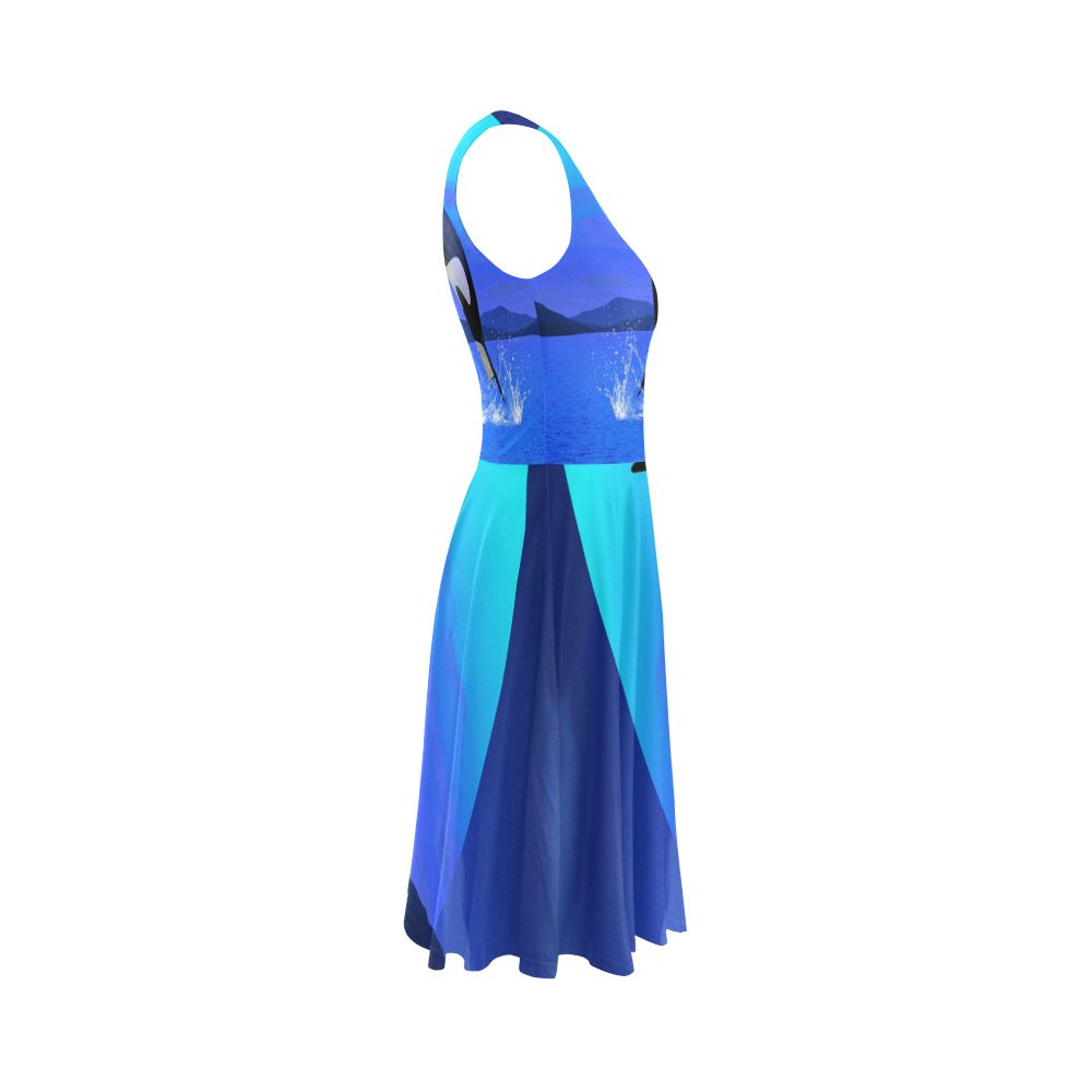 A Orca Whale Enjoy The Freedom Sleeveless Ice Skater Dress (D19)