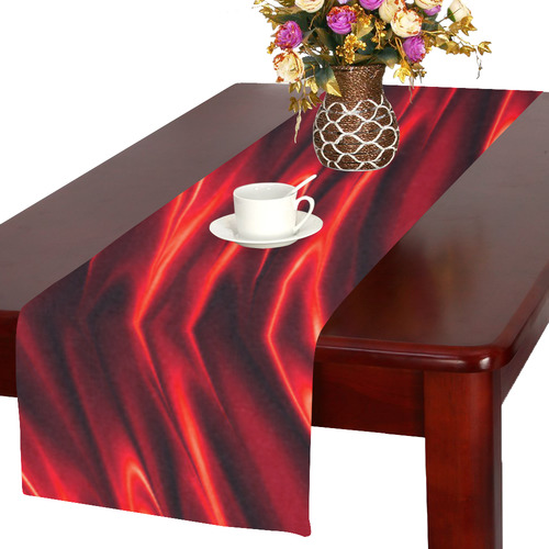 Elegant Fire Red Waves Table Runner 16x72 inch