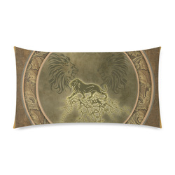 Lion with floral elements, vintage Rectangle Pillow Case 20"x36"(Twin Sides)