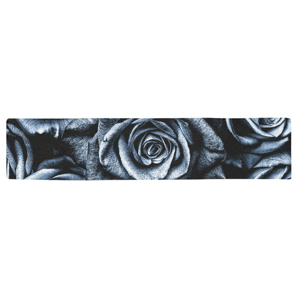 Vintage Blue Roses Table Runner 16x72 inch