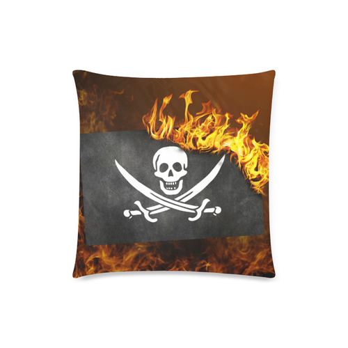 pirate Flag burning Custom Zippered Pillow Case 18"x18" (one side)