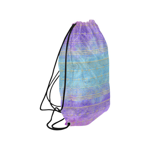 boho pattern, golden tribals and arrow, tie dye Small Drawstring Bag Model 1604 (Twin Sides) 11"(W) * 17.7"(H)