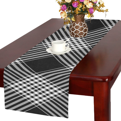 Black And White Plaid Table Runner 16x72 inch