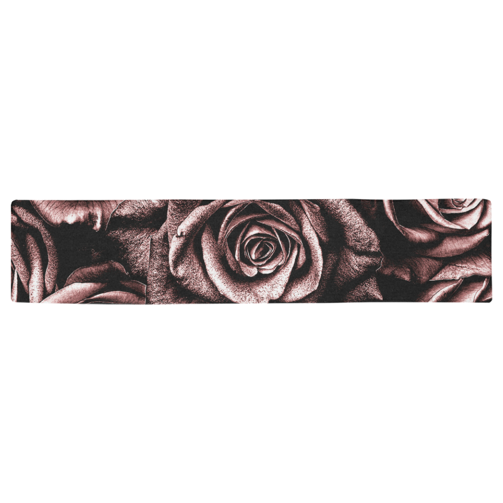 Vintage Rose Pink Roses Table Runner 16x72 inch