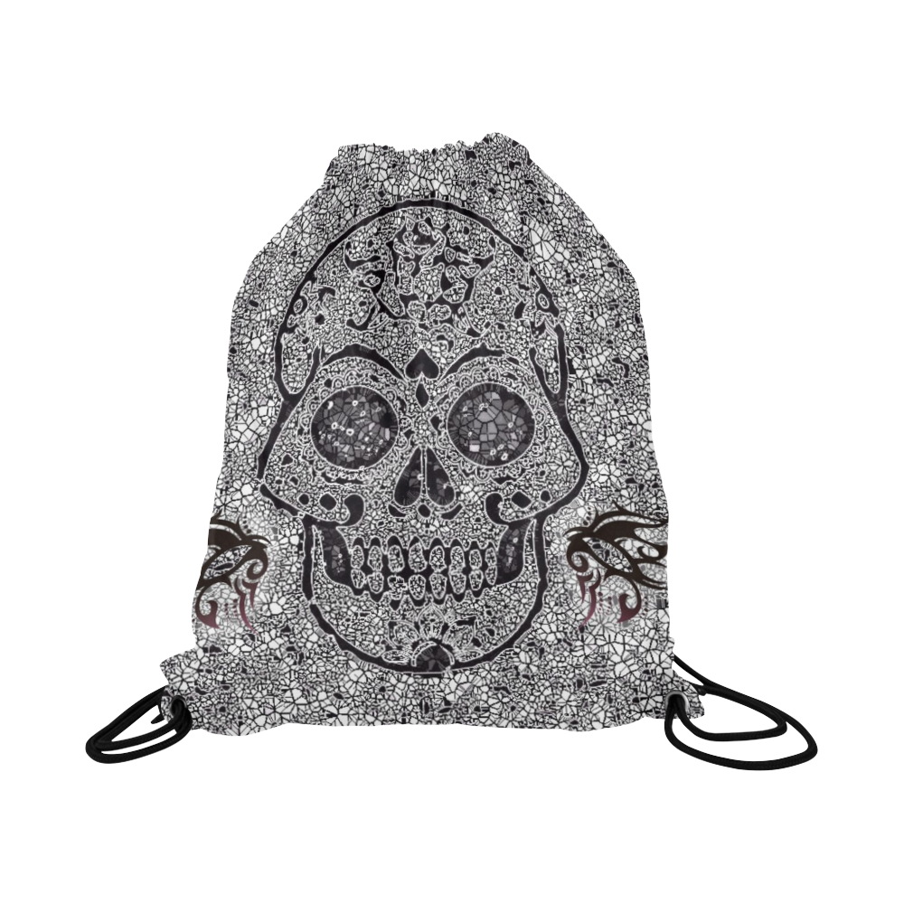 Mosaic Skull Large Drawstring Bag Model 1604 (Twin Sides) 16.5