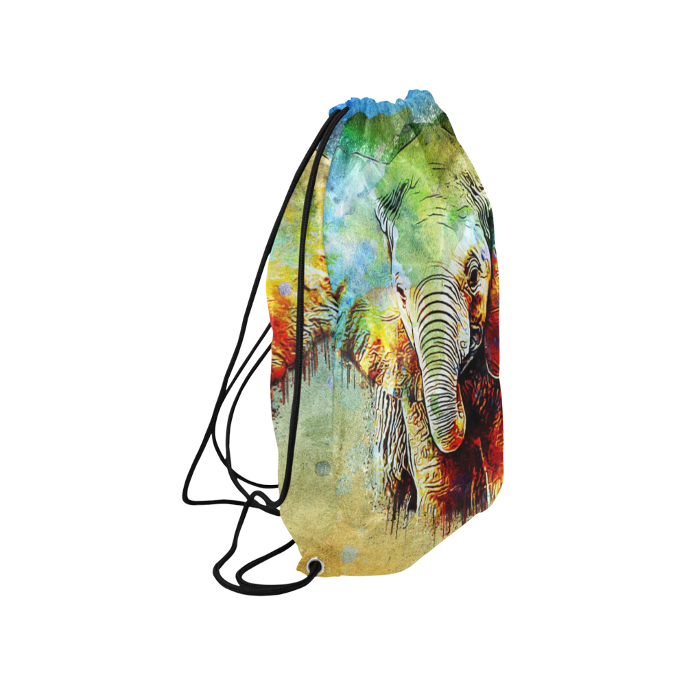watercolor elephant Medium Drawstring Bag Model 1604 (Twin Sides) 13.8"(W) * 18.1"(H)