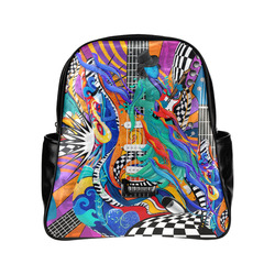 Rock Band Pop Art Electric Guitar Music Art Print Jokers Wild Multi-Pockets Backpack (Model 1636)