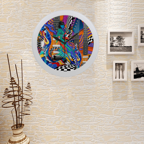 Best Music Clock Guitar Musician Art Print by Juleez Circular Plastic Wall clock