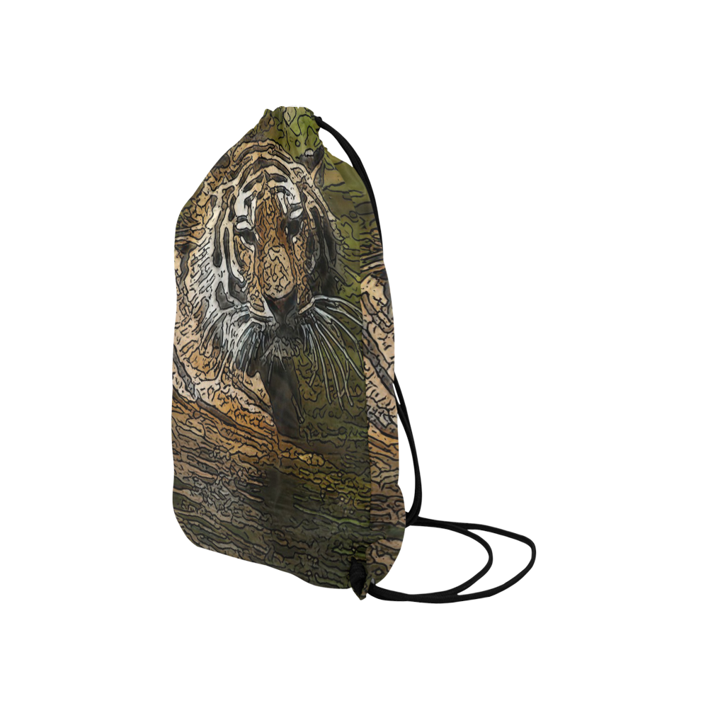 animal artstudion 15416 tiger Small Drawstring Bag Model 1604 (Twin Sides) 11"(W) * 17.7"(H)