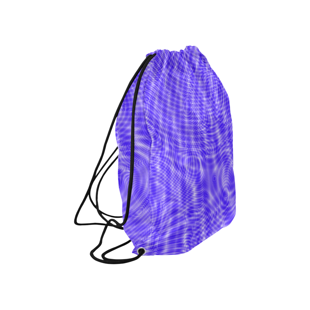 abstract moire blue Large Drawstring Bag Model 1604 (Twin Sides)  16.5"(W) * 19.3"(H)