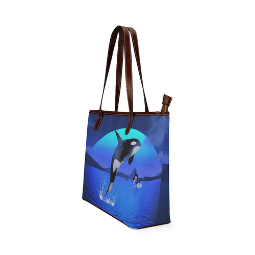 A Orca Whale Enjoy The Freedom Shoulder Tote Bag (Model 1646)