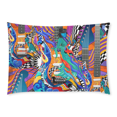 Rock Band Colorful Electric Guitar Musician Pop Art Print Custom Rectangle Pillow Case 20x30 (One Side)