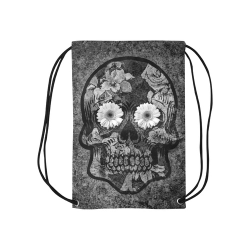 Smiling flower Sugarskull A Small Drawstring Bag Model 1604 (Twin Sides) 11"(W) * 17.7"(H)