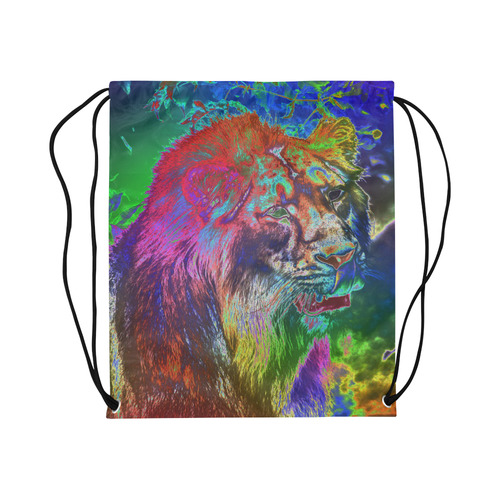 NEON Lion Large Drawstring Bag Model 1604 (Twin Sides)  16.5"(W) * 19.3"(H)